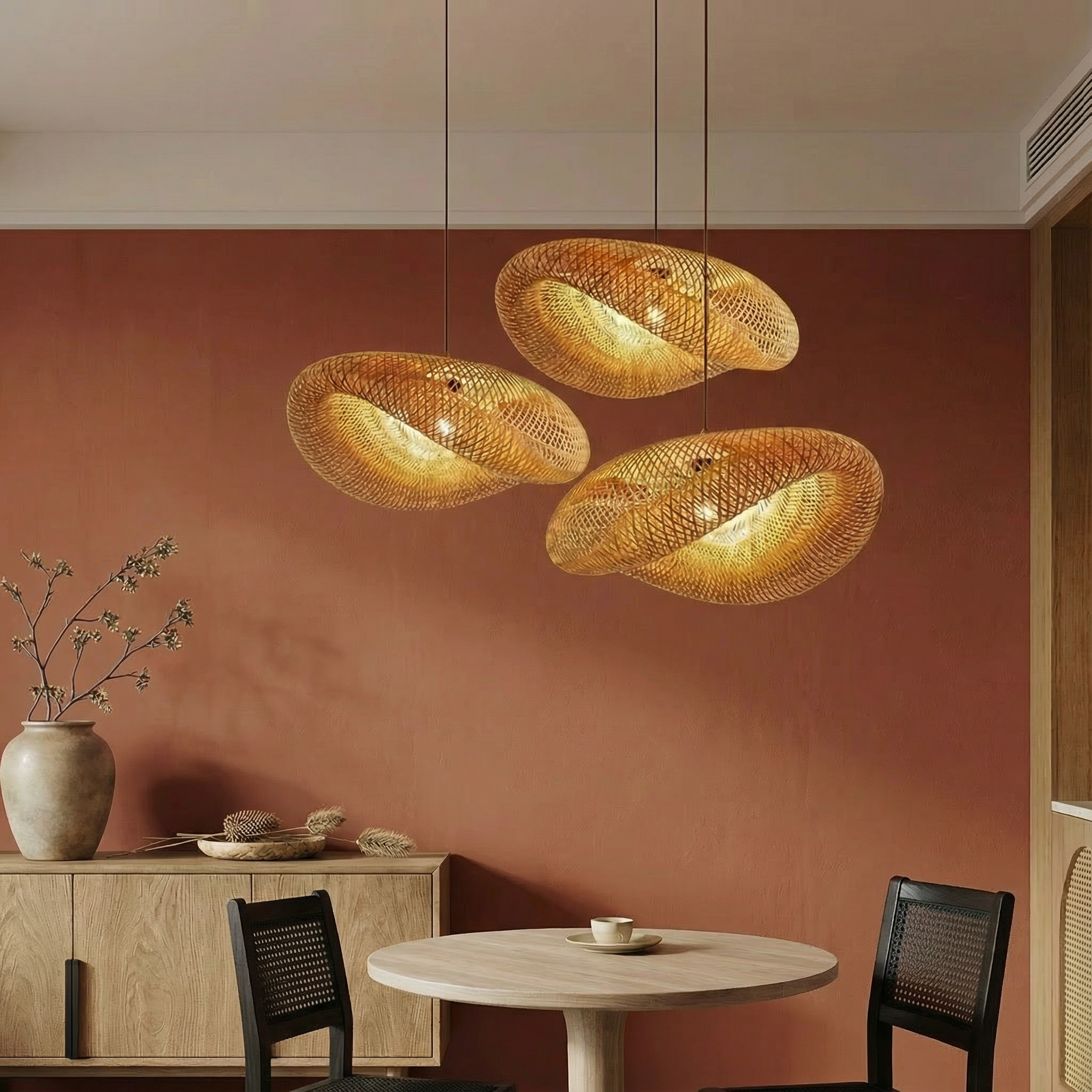 Bamboo Aura Stylish Natural Bamboo Kitchen Pendant Light Fixture