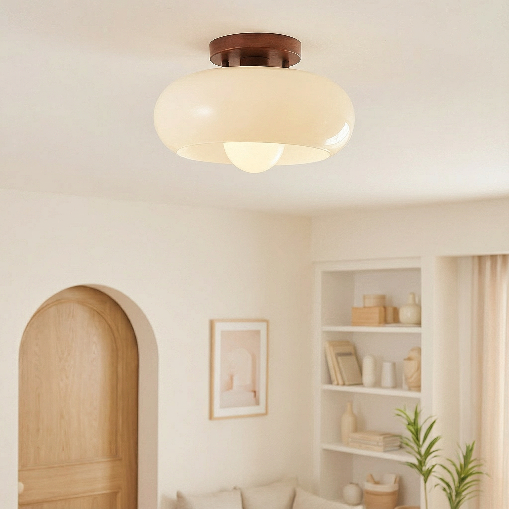 Lumen Atria Elegant Minimalist Cream Flush Mount Ceiling Light Fixture