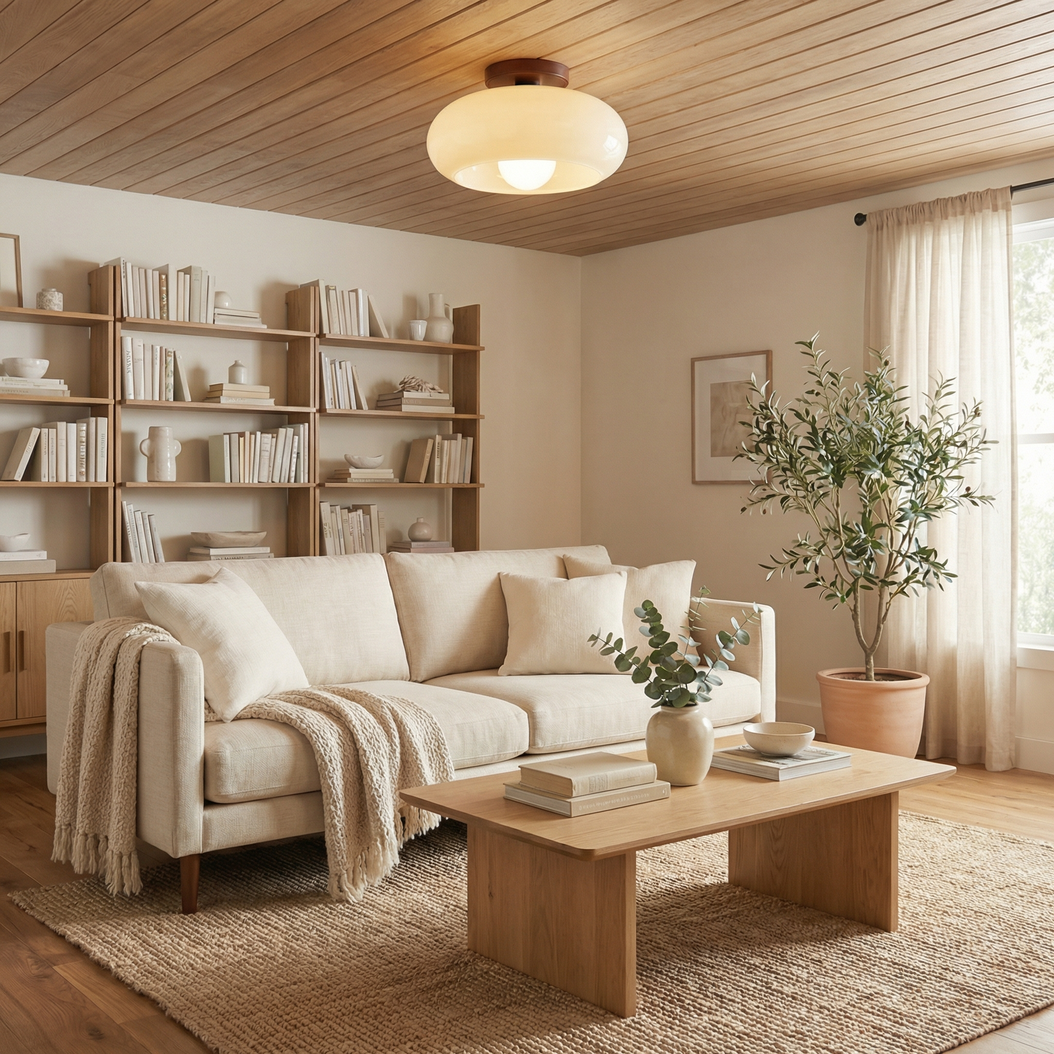 Lumen Atria Elegant Minimalist Cream Flush Mount Ceiling Light Fixture