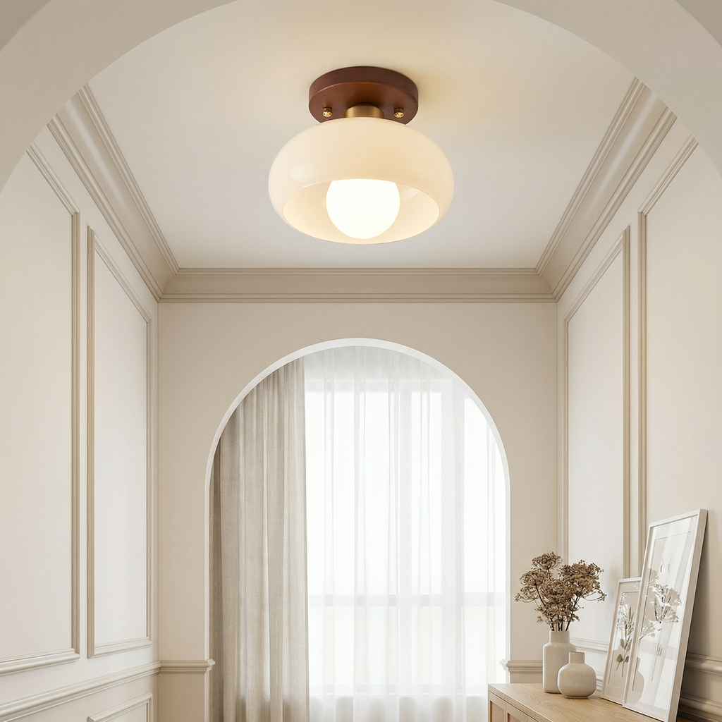 Lumen Atria Elegant Minimalist Cream Flush Mount Ceiling Light Fixture