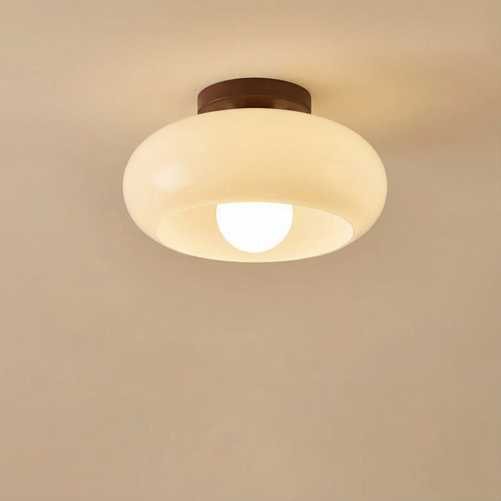 Lumen Atria Elegant Minimalist Cream Flush Mount Ceiling Light Fixture